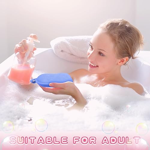 Miniatura 19 de Tatuo Esponja de baño para bebé, 4 piezas, esponja de algodón suave y absorbente, esponja para niños, bebés, hombres y mujeres (rojo, morado)