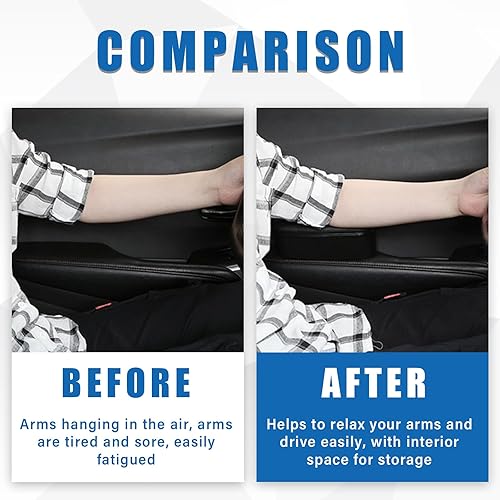 Miniatura 3 de Ziciner Funda de soporte para reposabrazos de automóvil, almohada universal de cuero para reposabrazos de puerta lateral de automóvil, alivia la