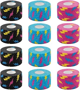 WARM BODY COLD MIND 1.5/3.8 cm Premium Lifting Thumb Tape for Weightlifting - Hook Grip for Powerlifting Strength Training Deadlift Weightlifting Athletic Finger Wrap Mix Thunder 12 Rolls