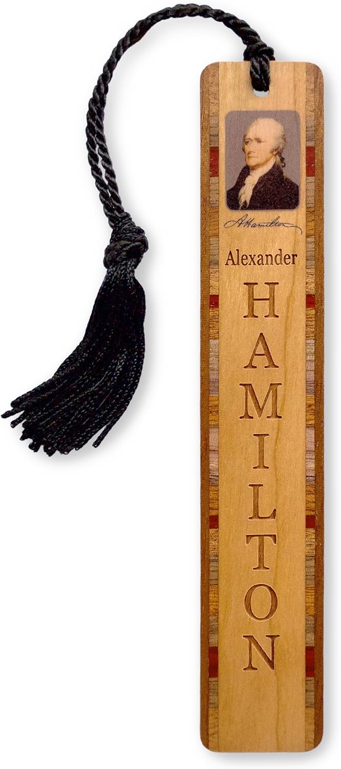 Personalized Wooden Bookmark Alexander Hamilton with Signature - 1st United States Secretary of The Treasury - Made in USA - Also Available Without Personalization