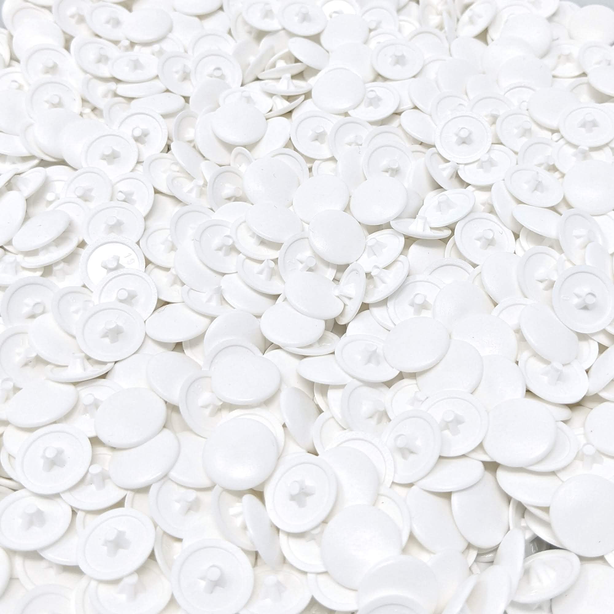 Pozi Screw Cover Caps, Pozidriv Push-Fit Covers for PZ1, PZ2, PZ3, PZ4 & PZ5 Screws, Made in Germany (White, Pozi No.2, 12mm Head x 1.7mm Deep - See Second Image for Size Guide, Pack of 200)