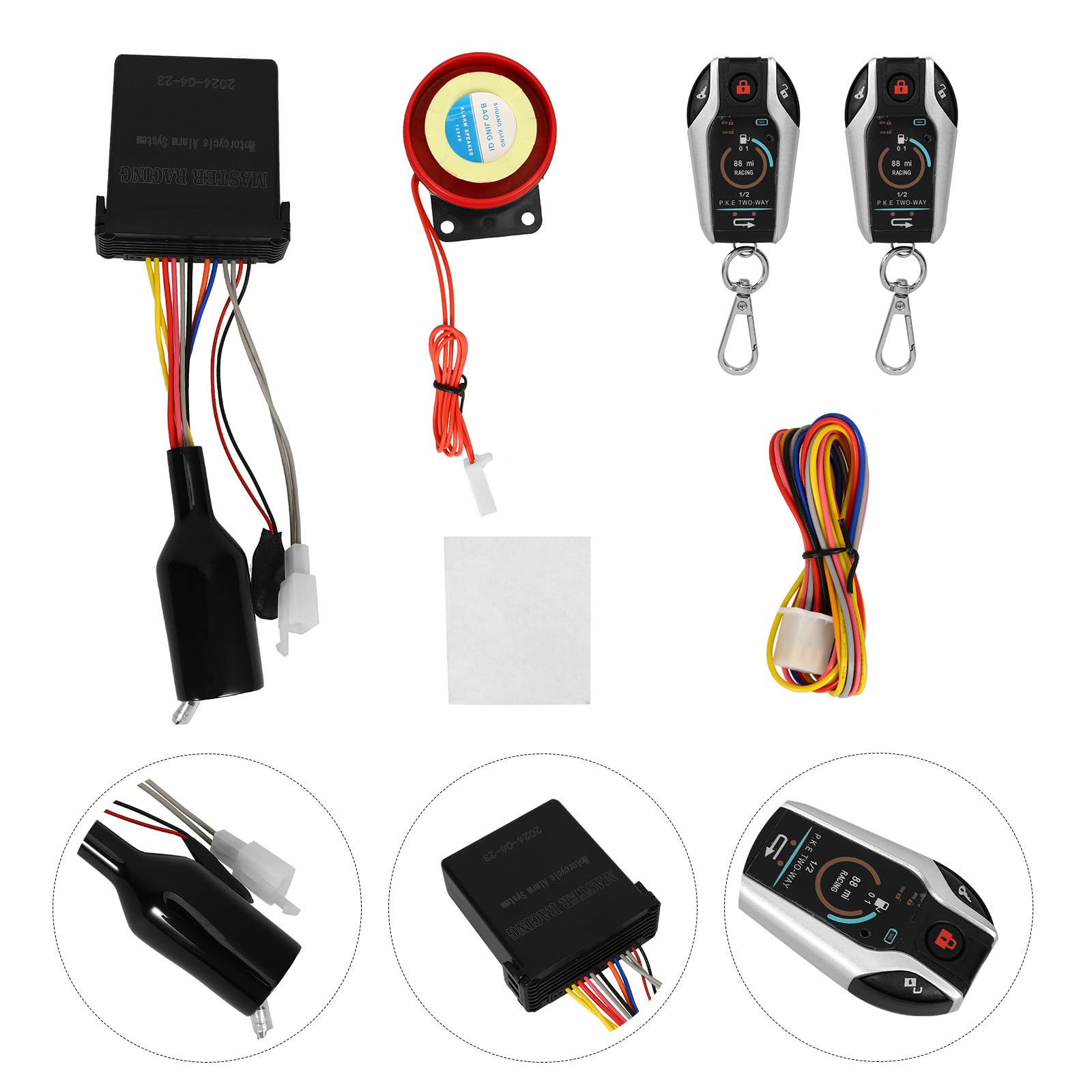 SHINEOFI Allarme Moto Dispositivo di Blocco Automatico e Sblocco, Telecomando Incluso, Plastico Resistente, Localizzazione Veicolo e Sicurezza Avanzata per Motociclette