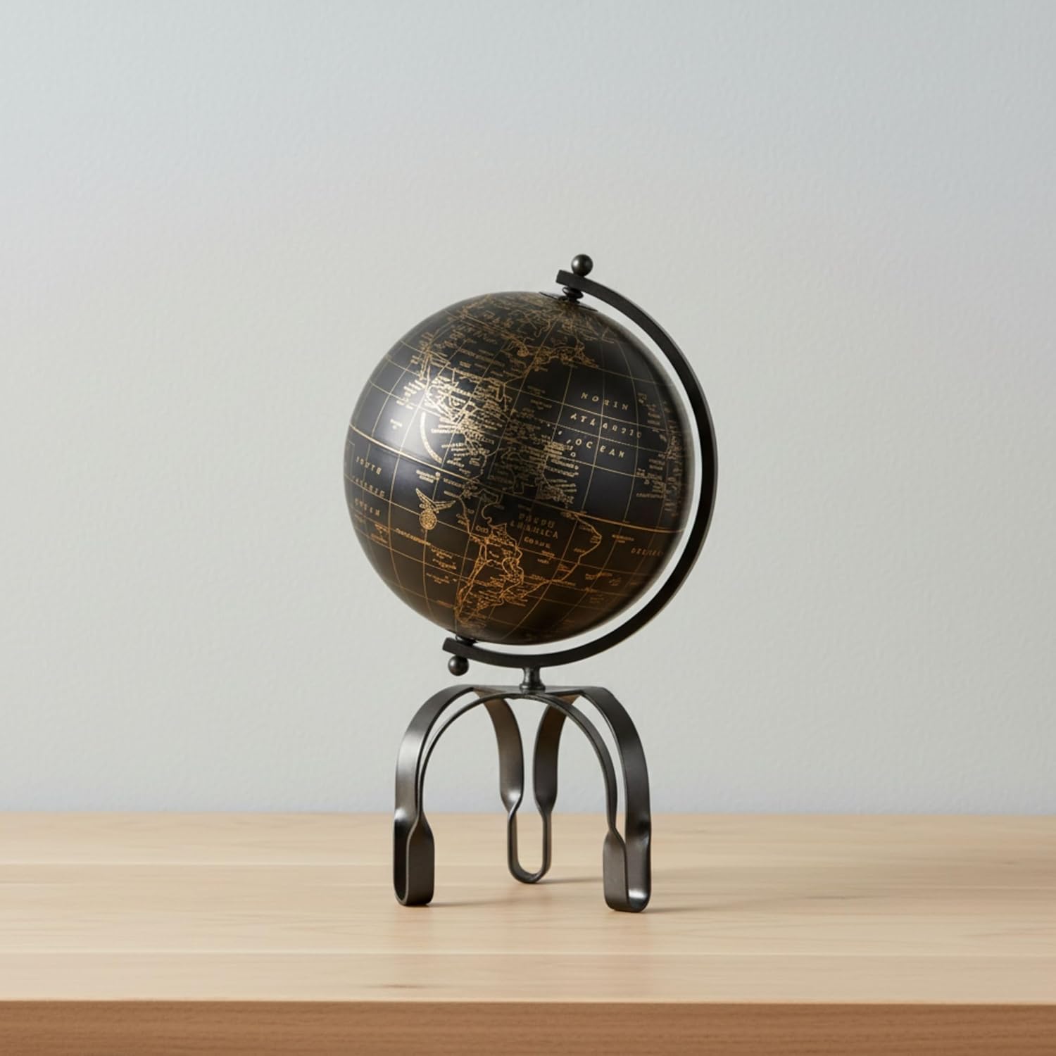Large Metal Decorative Globe – Accent for Table Top & Shelf, Coffee Table Decor for Living Room – Indoor Home Decor, Modern Stylish Tabletop Accessories Accent Piece –22", Black