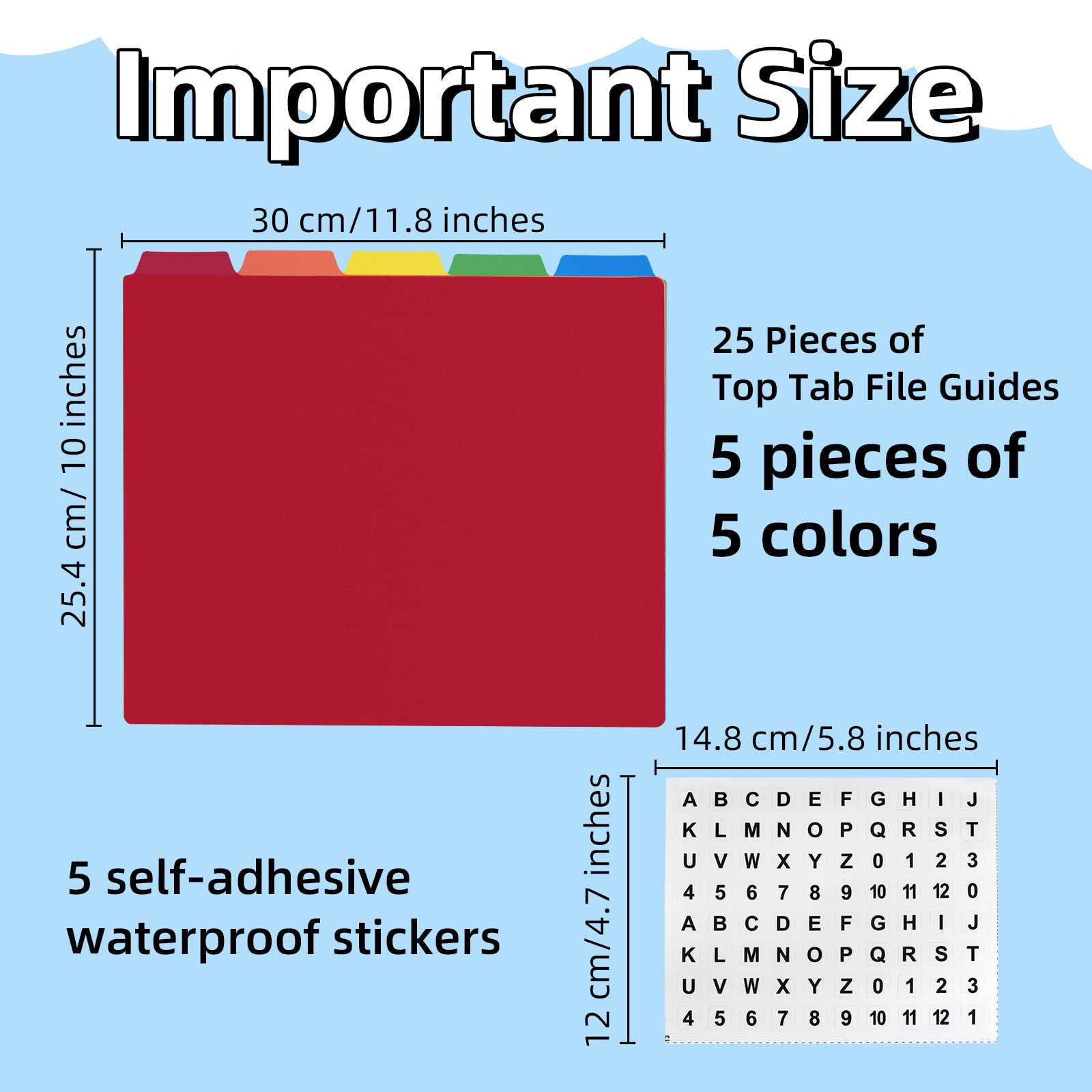 A-Z Alphabet Dividers 51 Pcs Top Tab File Guides Alphabetic File ...