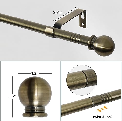 Miniatura 3 de Barras de cortina para ventanas de 28 a 48 pulgadas, juego de barras de cortina blancas con soportes, barras de cortina ajustables decorativas para