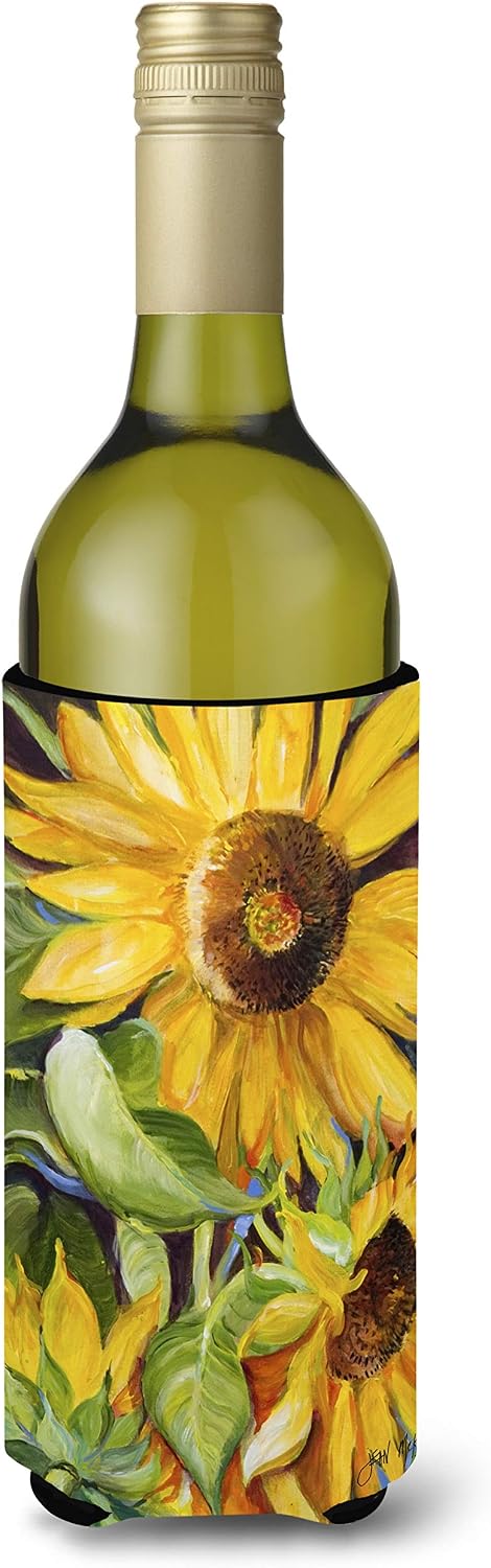 Caroline's Treasures JMK1172LITERK Sunflowers Wine Bottle Hugger Bottle Cooler Sleeve Hugger Machine Washable Collapsible Insulator Beverage Insulated Holder