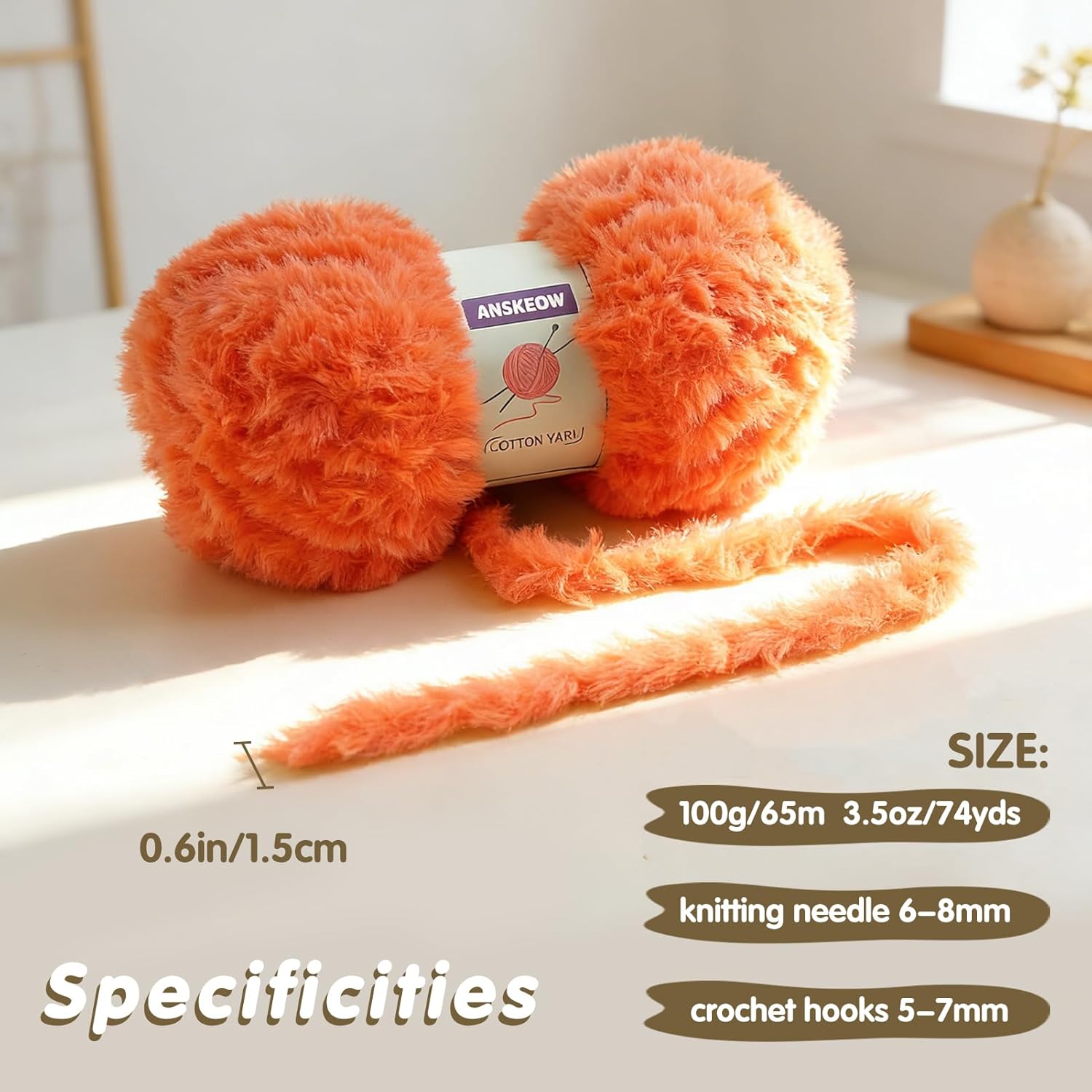 2 Skeins Soft Chunky Fluffy Fuzzy Faux Fur Yarn for Crocheting - Eyelash Furry Yarn for Knitting Blankets, Scarves and Sweaters, 3.5 Oz/75 Yards Per Roll (Milk White) Milk White 2 Skeins