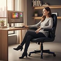 Vista 2 de SpawnSafe - Silla para videojuegos, altura ajustable, reposabrazos abatibles, giro de 360°, negro/azul