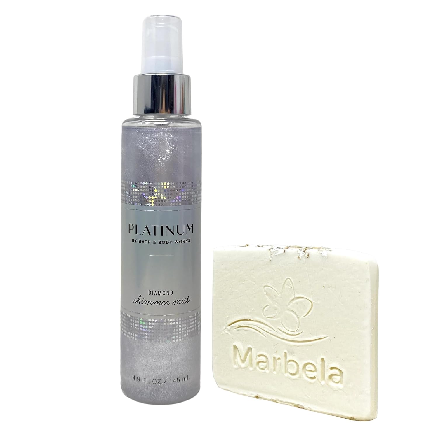 Bath & Body Works Platinum Diamond Shimmer Mist with a Natural Oats Sample Soap – Full Size