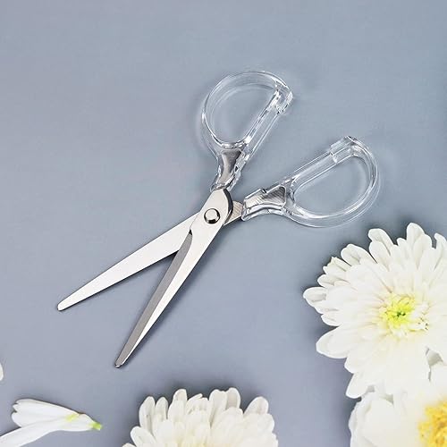 Miniatura 2 de Tijeras acrílicas, tijeras de acero inoxidable con mango acrílico transparente para oficina, tijeras de acrílico para cortar artes, tela,