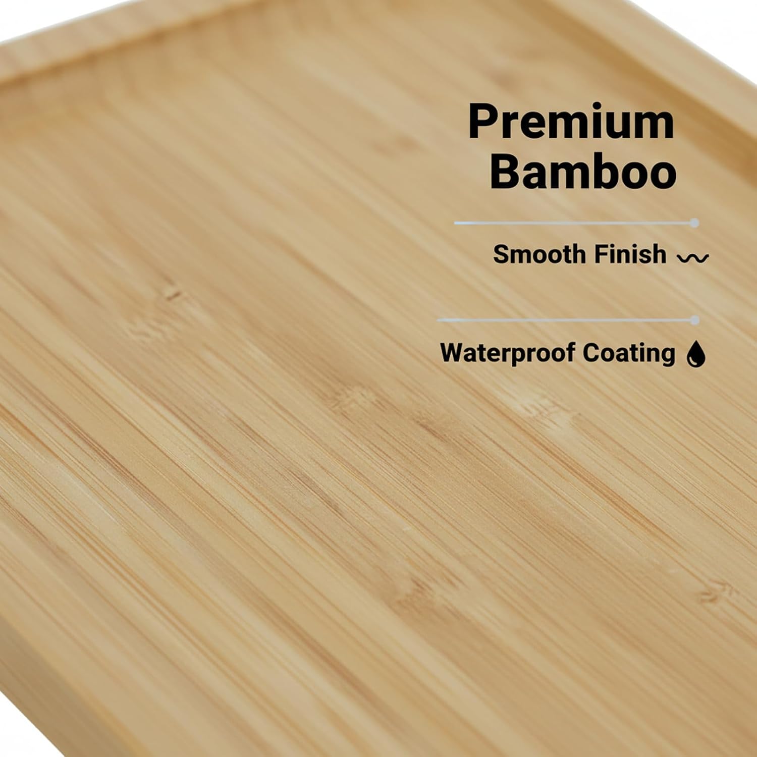 Natural Bamboo Vanity Tray, 10x6.9 Inch Bathroom Countertop Organizer for Makeup, Perfume, Toiletries Wooden Decorative Tray for Kitchen, Dining Table Minimalist Home Decor