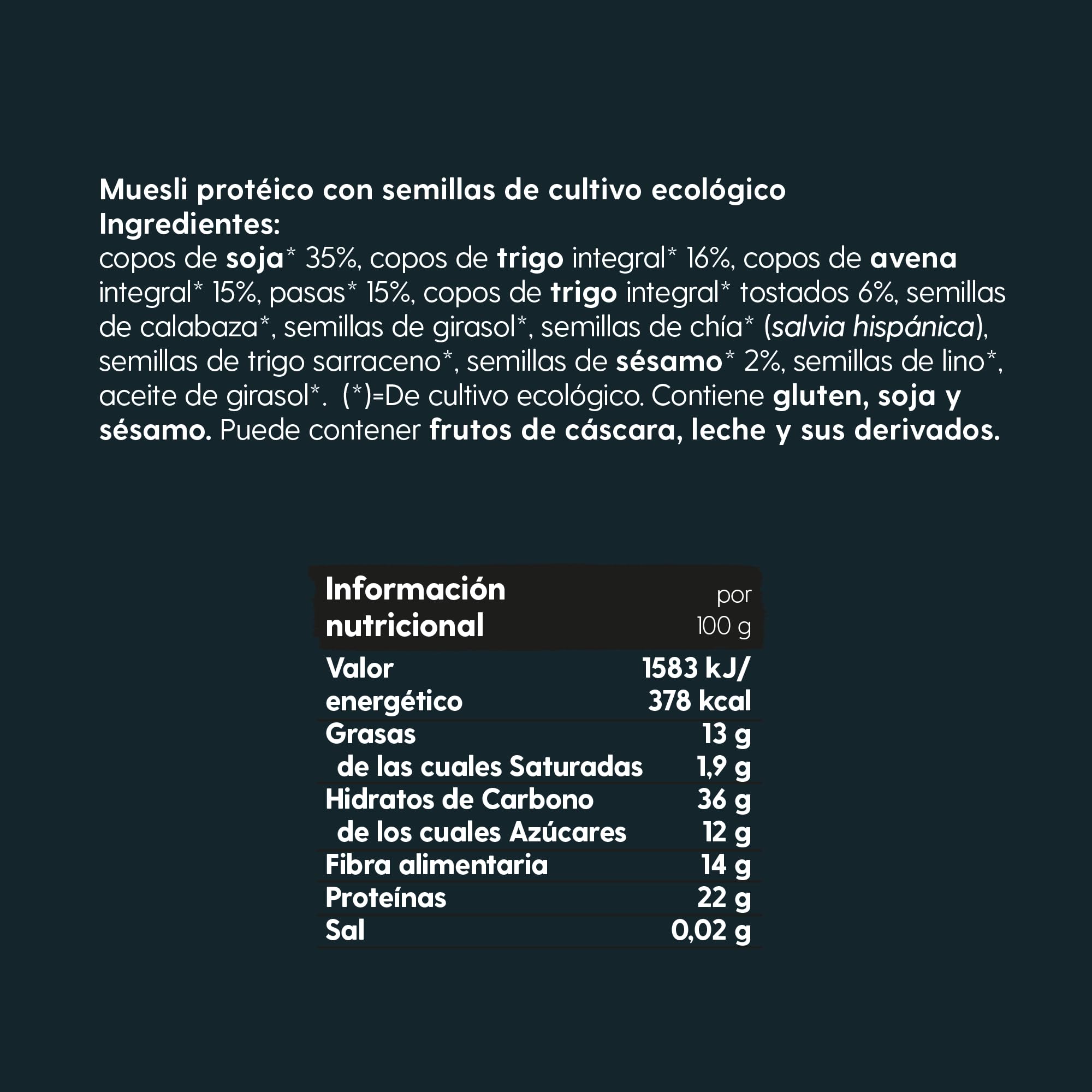 ECOCESTA MEJOR CADA DIA Muesli Protein, 375 g, Cereales de Avena con Soja, Alto Contenido en Proteína y Fibra, Aporta una Dosis Extra de Energía, Cereales de Desayuno