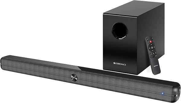 ZEBRONICS 120 Watts Soundbar, Home Theatre, Dual Racetrack Drivers Soundbar, 13.33cm Subwoofer, HDMI ARC,