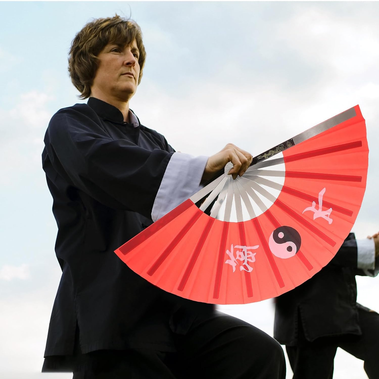 Traditional Folding Hand Fan for Martial Arts Performance and Dance