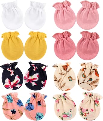 AQOKKA Newborn Baby Mittens No Scratch Cotton Elastic Wrist Gloves Infant Toddler Mittens for Baby Boy Girl 0-6 Months