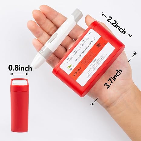 1Pack Portable Sharps Container for Home Use, Pocket Travel Sharps Disposal Container, Specially Designed for Diabetic Needles and Test Strips, Compact Size for Daily Personal Use