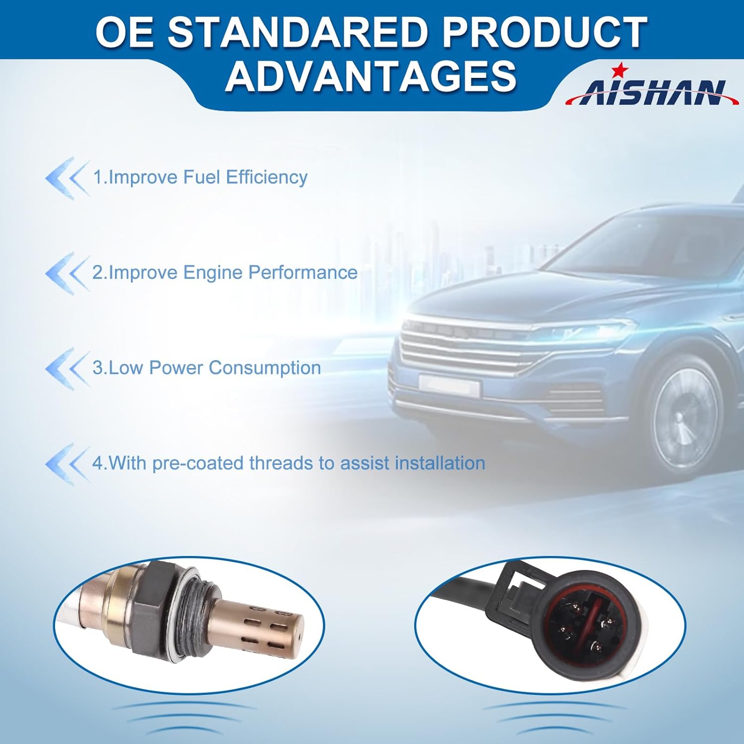 4PC O2 Oxygen Sensor Upstream/Downstream Compatible with Ford F250 F350 E150 E250 E350 Explorer Mazda B4000 Lincoln Town Mercury Replace 15717 15716 15718 15719 5C5Z9F472BA 234-4071