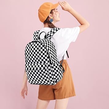 Checkered School Backpack for Girls Women, Teens School Bags Bookbags Ladies Laptop Backpacks