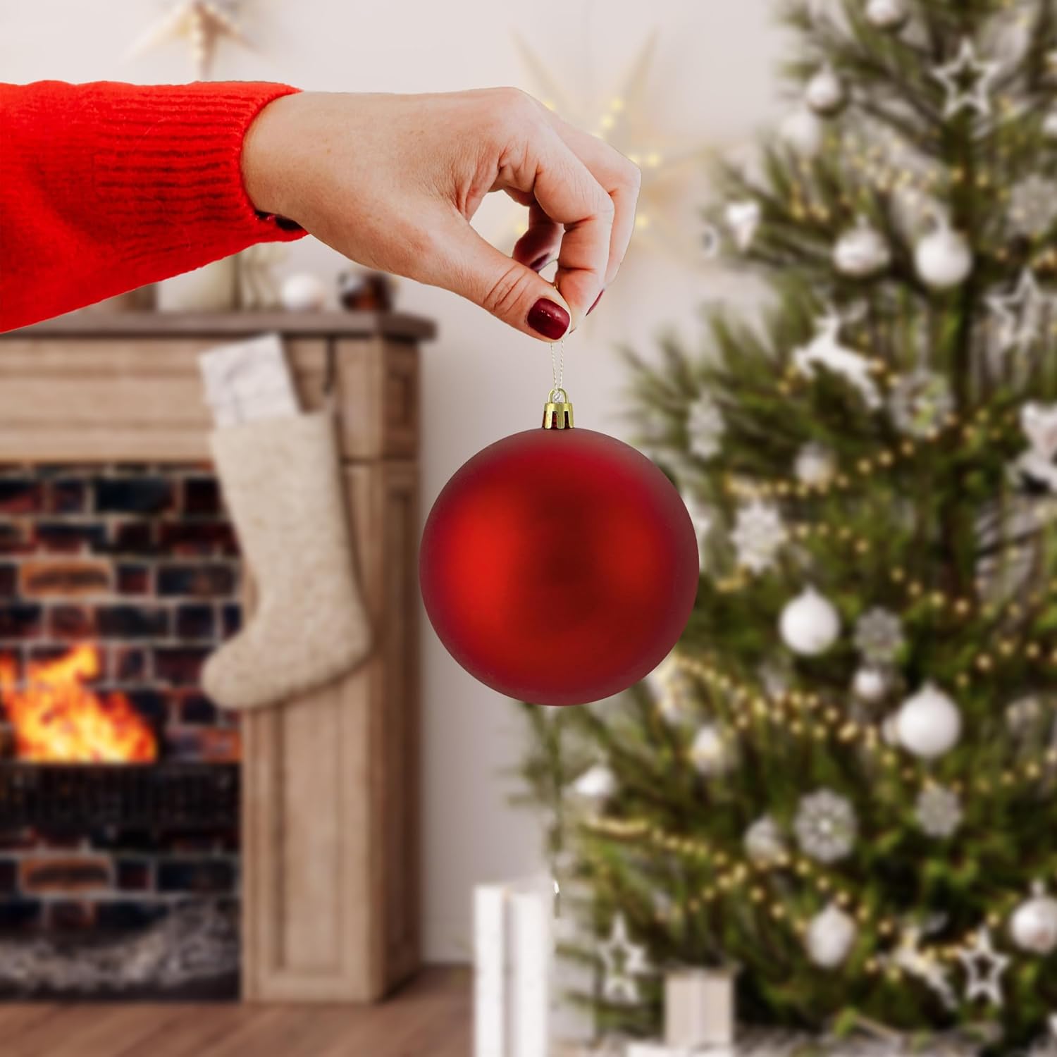 Northlight 12ct Red Hot Shatterproof Matte Christmas Ball Ornaments 4" (100mm)