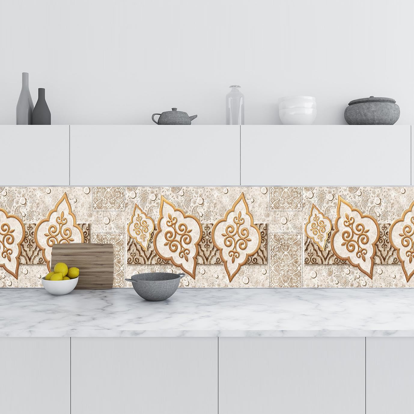 Mutfak Tezgah Arası Folyo Fayans Kaplama Folyosu Kahverengi Design 60x100 CM