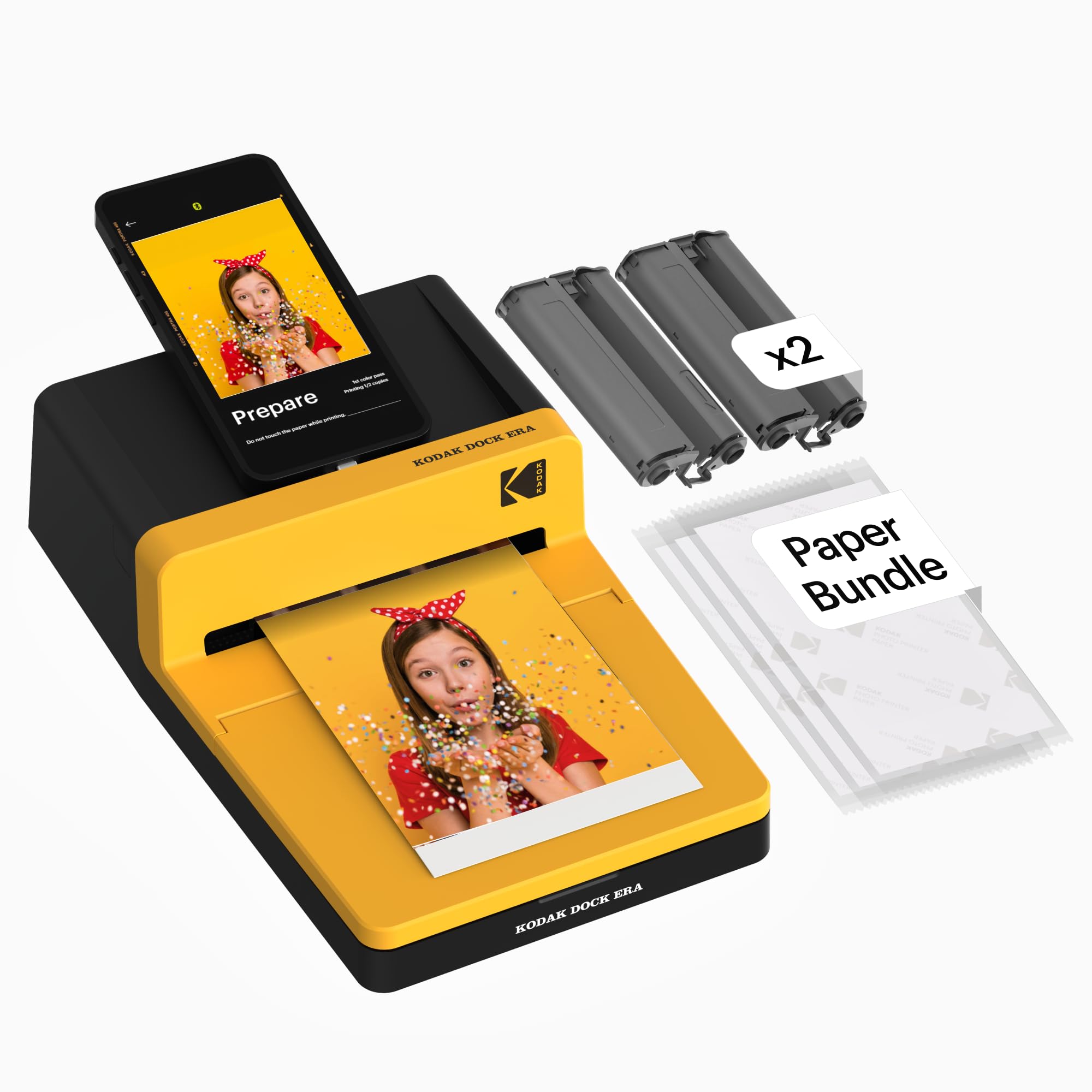KODAK Dock Era Stampante Fotografica da Scrivania 10 x 15 cm, 50 Fogli, Stampante Smartphone con Dock & Bluetooth per iPhone & Android, Stampe a Colori Istantanee, Sublimazione 4PASS