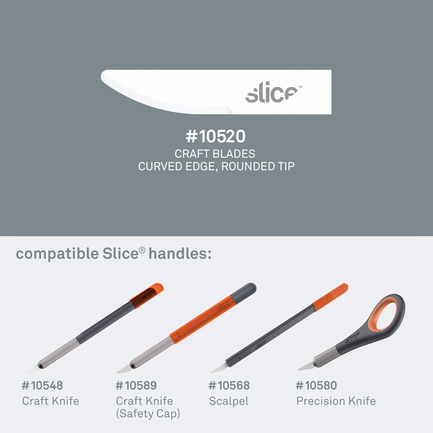 Slice 10520-CS Craft Blades, Fits Most Craft Handle Knives, Ceramic Blade, 24 Blades, White