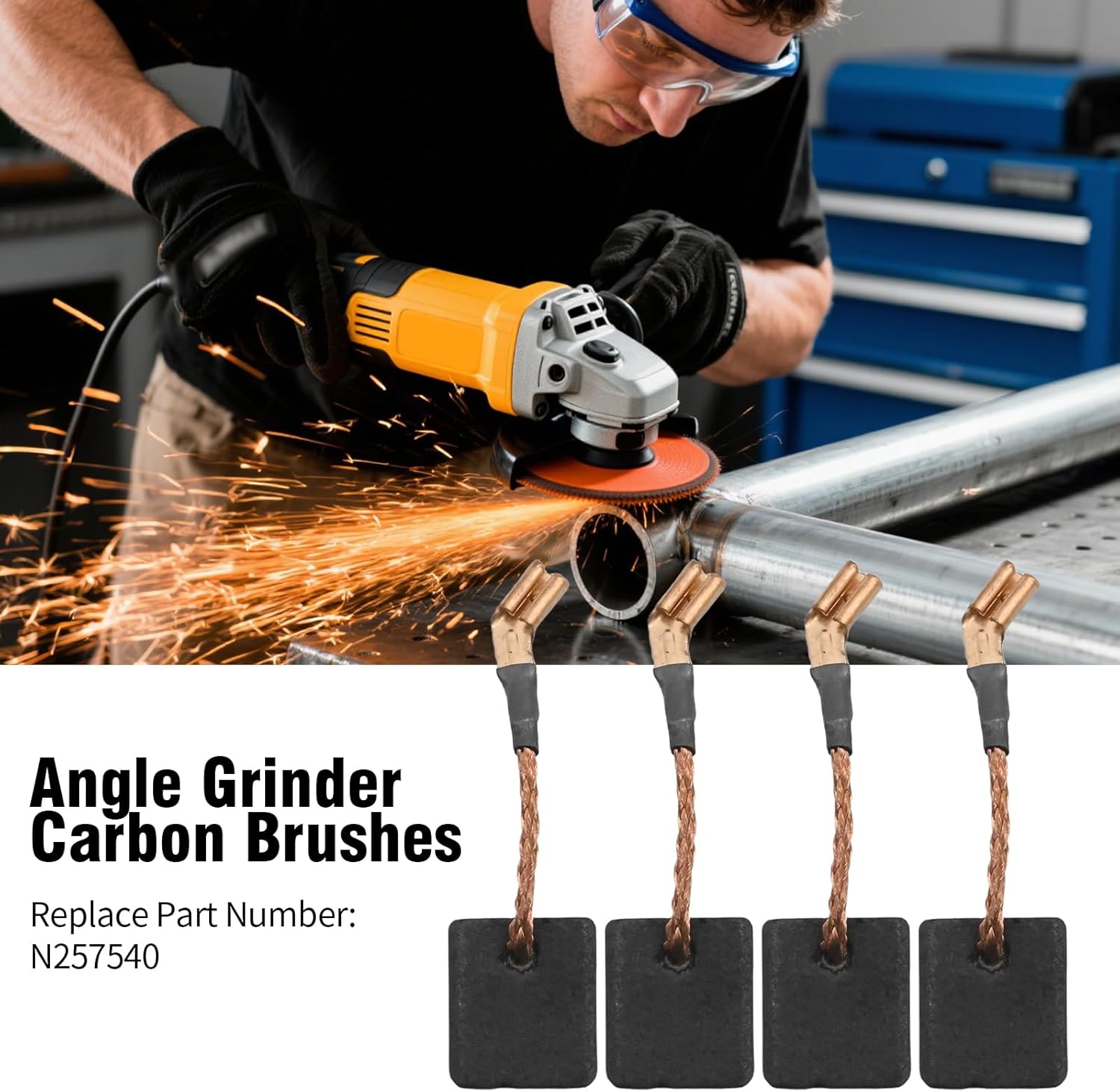 Hoypeyfiy N257540 8 PCS Angle Grinder Carbon Brushes, Replacement for DWE402 DWE4214 DWE4224 DWE43131 DWE43140 DWE4314 DWE46103 DWE43114