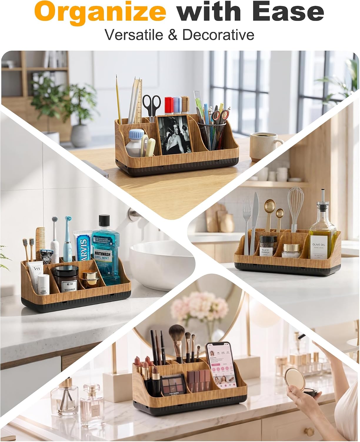 Bathroom Counter Organizer and Storage, Toothbrush Holder 7 Slots