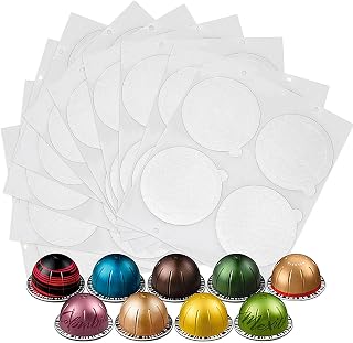 Aluminum Foils Lids Seals for Nespresso Vertuo Pods, 100Pcs Reusable Nespresso Capsules Coffee Pods Cover Seals, Compatible with Nespresso Vertuoline Vertuo (61mm, White)