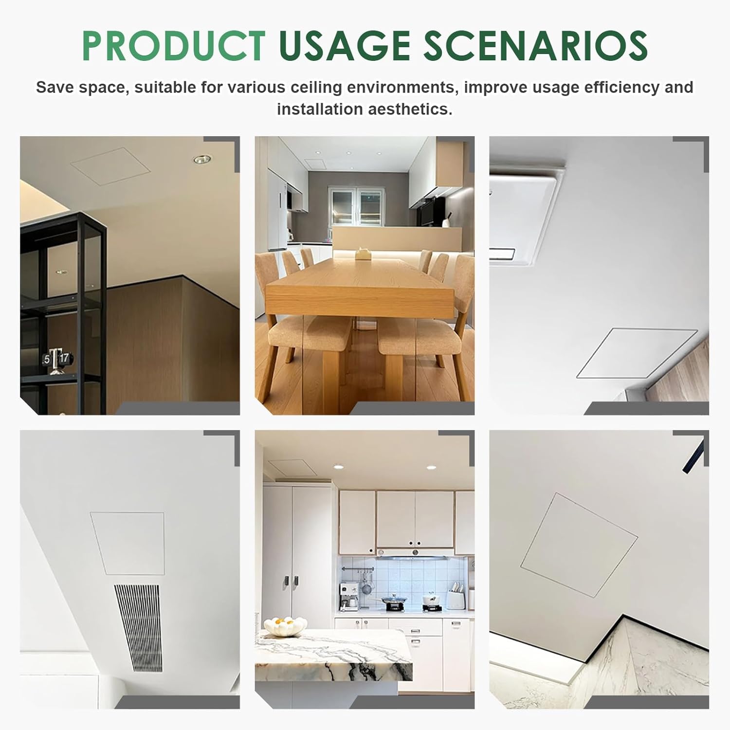 乾式壁用天井アクセスパネル、正方形屋根裏アクセスハッチ、アルミ合金フレームと石膏ボードパネル、リフトアップ使用、簡単設置、複数のサイ