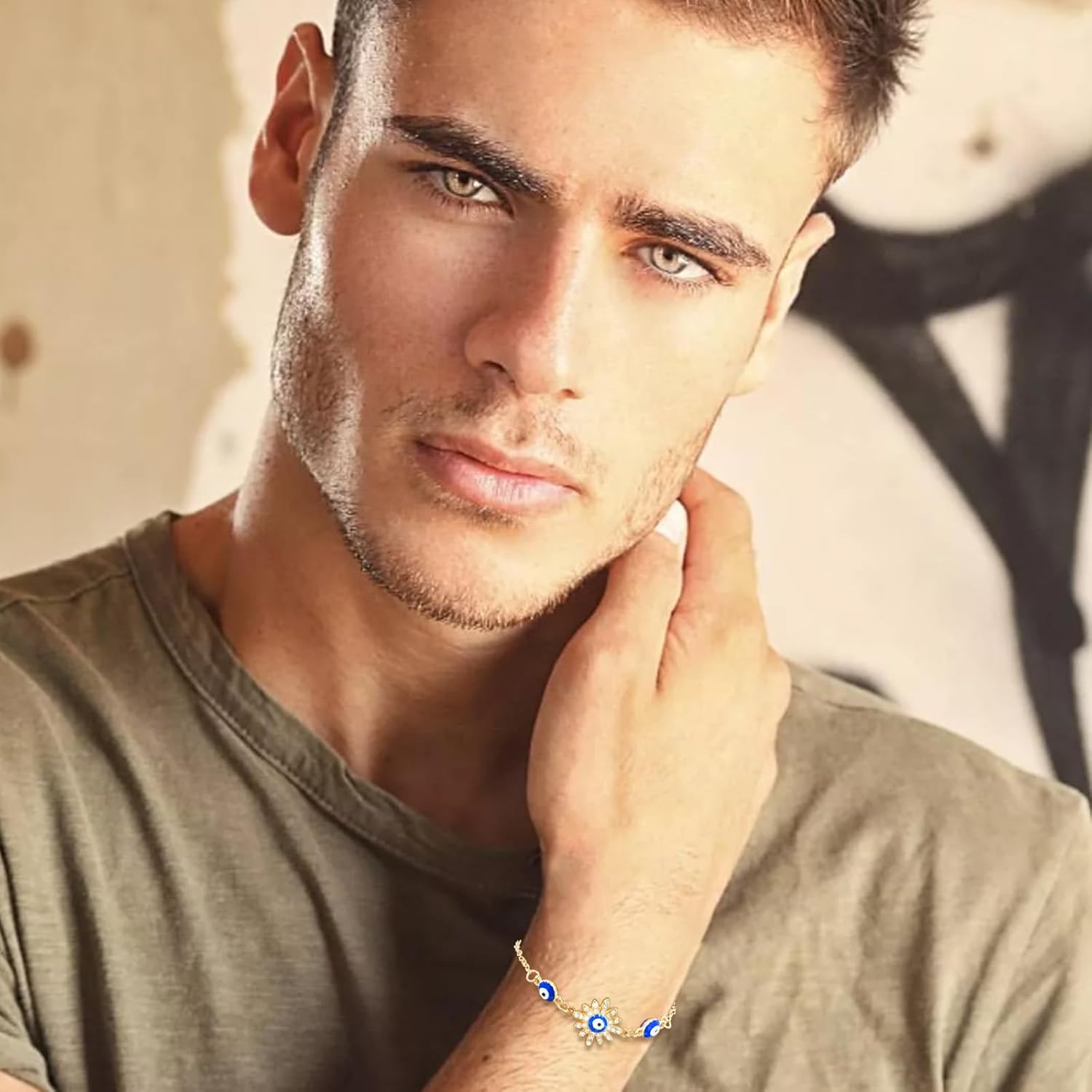 14k Gold Evil Eye Bracelets for Women,Adjustment Dainty Gold Protection Bracelets Blue Evil Eye Sparkle Rhinestone Bring Luck Prosperity - Image 7