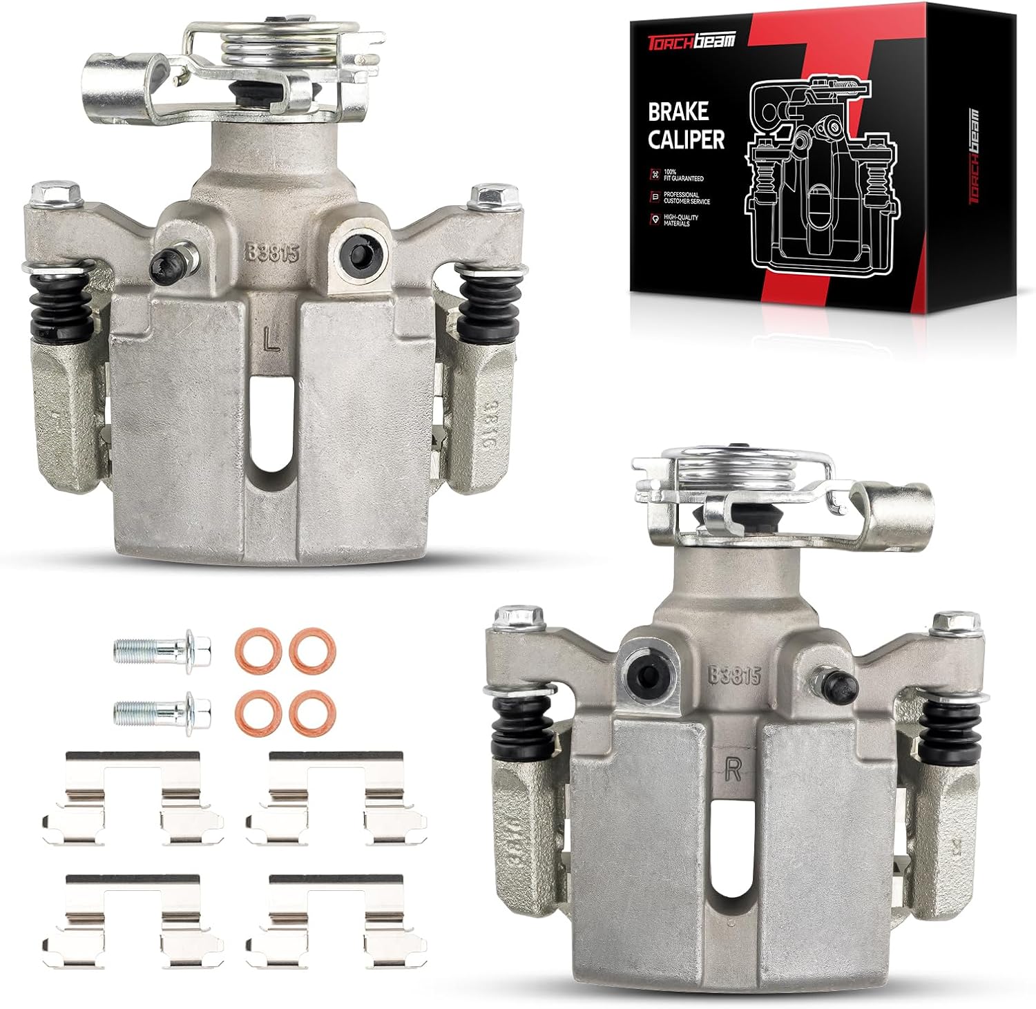 Torchbeam 2PCS Rear Driver and Passenger Side Brake Caliper For Chevrolet Pontiac Saturn for 2004-2012 Malibu, 2005-2010 G6, 2008-2010 HHR, Aura, Disc Brake Caliper with Bracket # 18B4892+18B4893