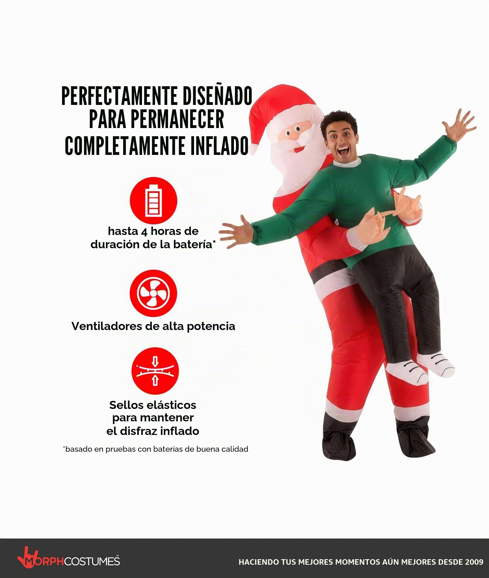 Morph Costumes Disfraz Papa Noel Hinchable Adulto Pick Me up, Disfraz Navidad Adulto Talla Única