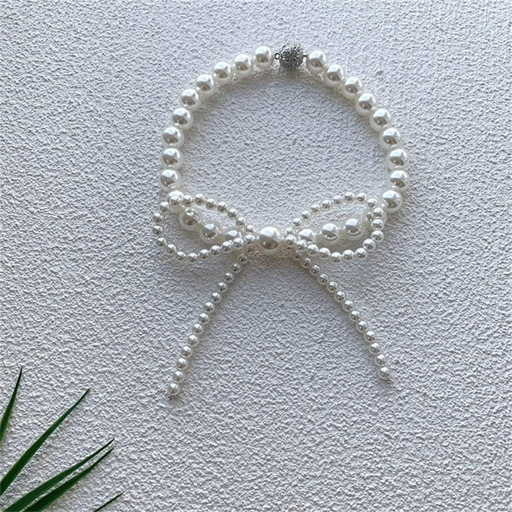 FMURY Pearl Bow Magnetic Buckle Strap Curtain Free Punch Pearl Magnetic Absorption(20cm)