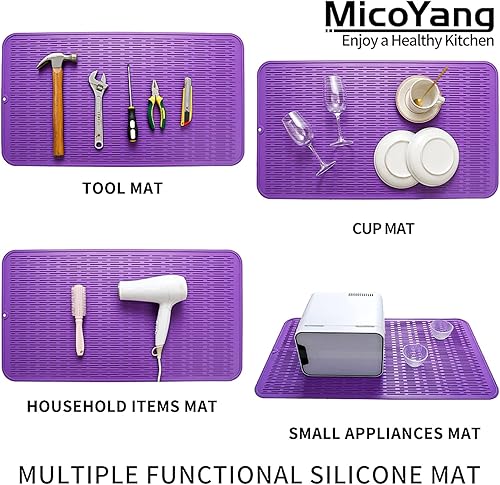 Miniatura 405 de Tapete de silicona para secado de platos para múltiples usos, fácil de limpiar, ecológico, resistente al calor, tapete de silicona para encimera