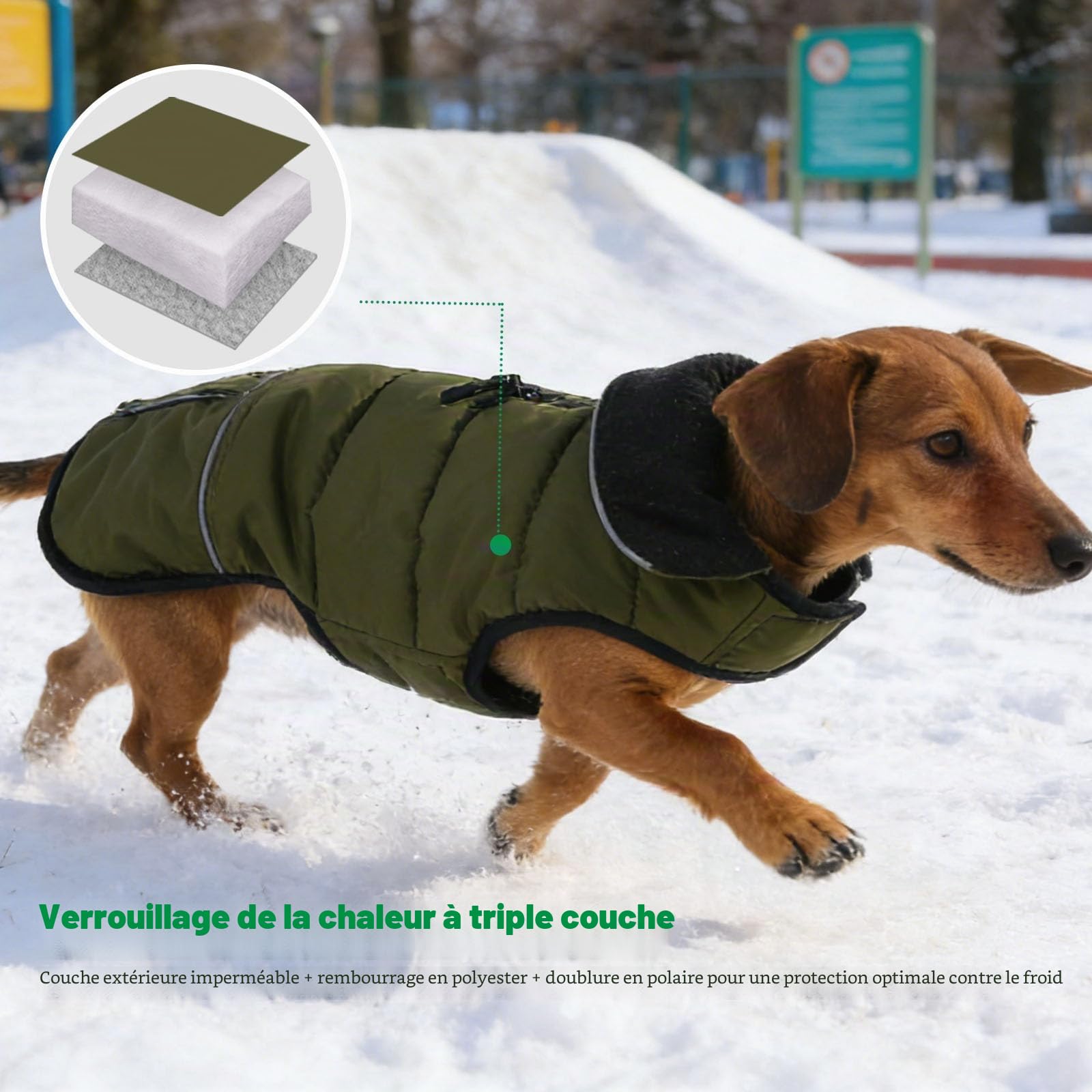 KONVINIT Manteau Grand Chien Imperméable - Manteau d'hiver avec Poche Dos, Polaire Chaude et Réglage Ventrale pour Grandes Races