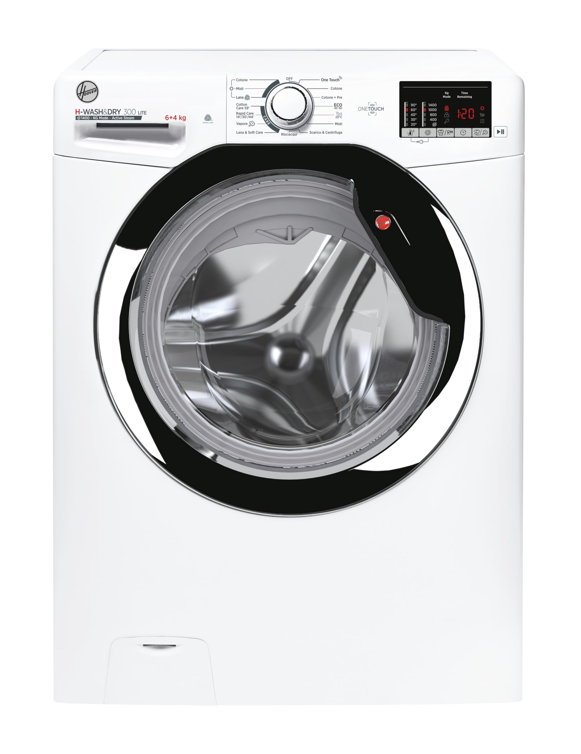 Hoover H-​WASH&DRY 300 LITE Lavasciuga 6+​4 Kg, Libera Installazione, Carica Frontale, AxLxP 85x60x45,​4 cm, Classe C, 1400 Giri, Connessa, Cicli Care, Bianca - H3DS4642DAC3-​11