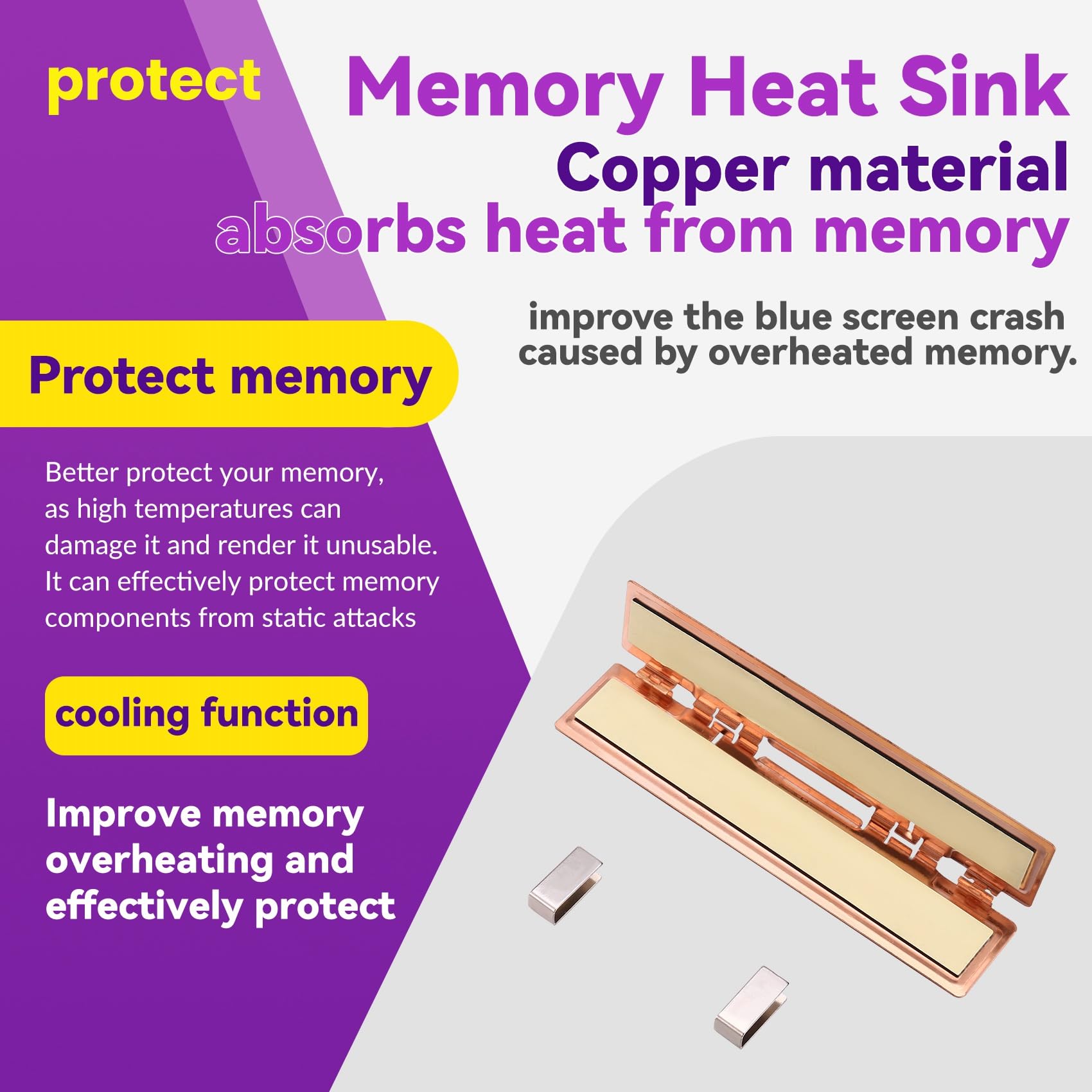 2 Dissipateurs Thermiques En Cuivre Pur – Refroidissement Mémoire Efficace Et Durable