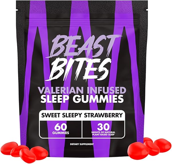Beast Bites - Valerian Infused Sleep & Nighttime Recovery Gummies - NSF Certified for Sport - 30 Servings