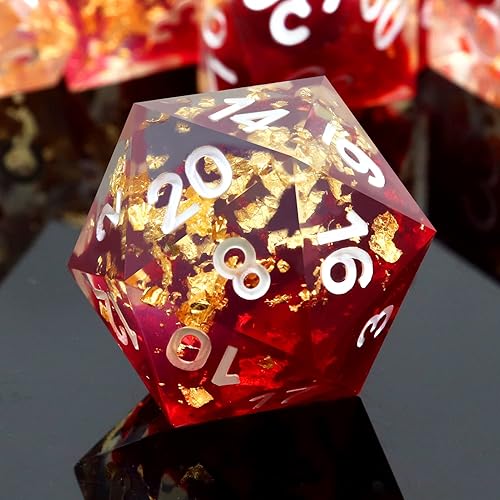 Miniatura 8 de DND - Juego de dados con bordes afilados, 7 piezas de dados DND de resina azul y negra, dados poliédricos D&D con estuche de dados para juegos de