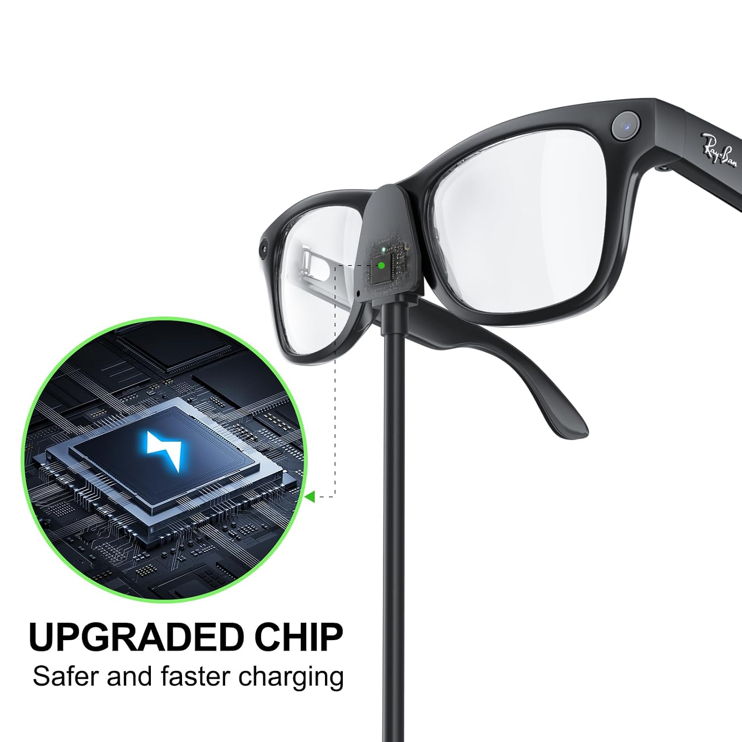 Charging Adapter Cable Compatible with Ray-Ban Oakley Meta AI Smart Glasses(Gen 1&2),Portable Charger USB C Port for Wayfarer,Skyler,Headliner and HSTN Meta Accessories(2 Pcs)