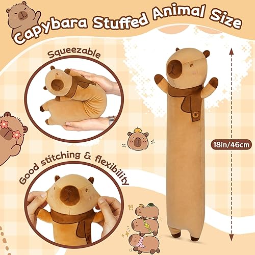 Miniatura 10 de Almohada larga de felpa de gato calicó, almohada larga de gato de 31 pulgadas de dibujos animados para niñas, almohada larga de gato Ctue para