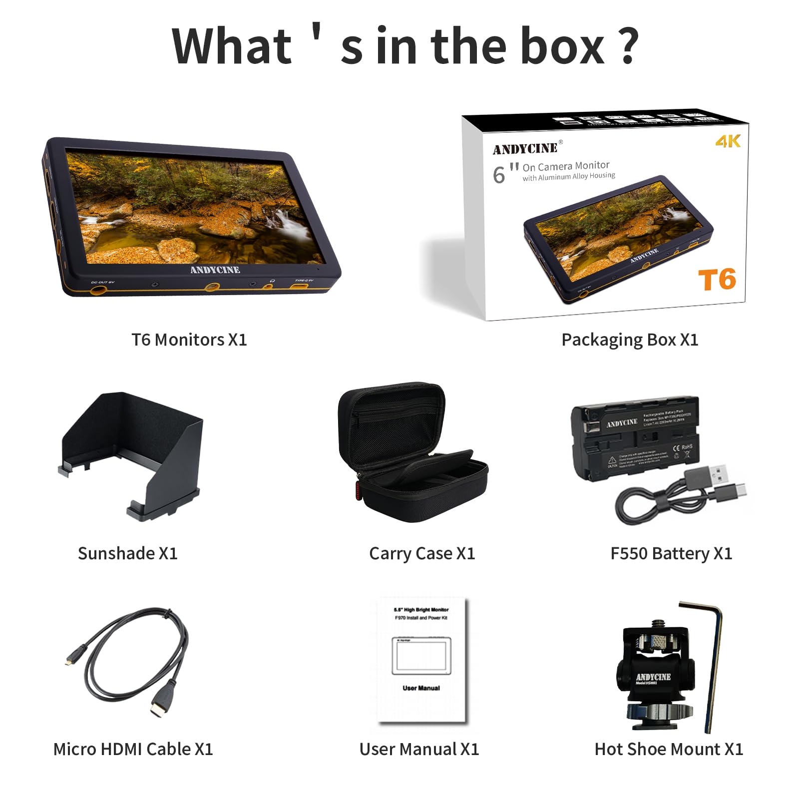 3D LUT Monitor ANDYCINE T6 6 Inch 4K HDMI On-Camera Monitor - 1920x1080 ...