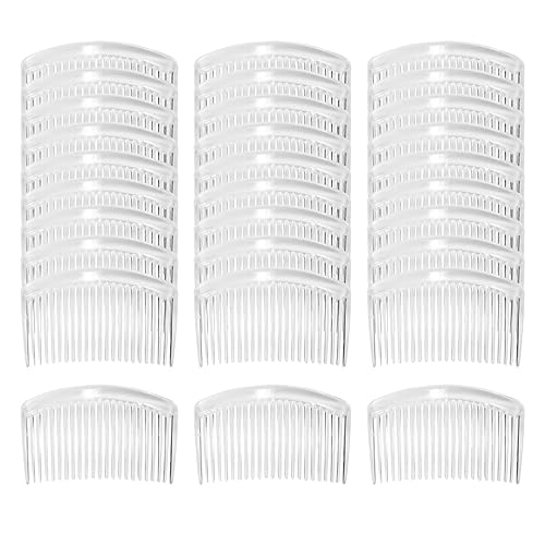 Cinaci Paquete de 30 peines laterales de plástico transparente blanco negro marrón para el pelo con 23 dientes DIY Headpieces Clips Grips Pasadores
