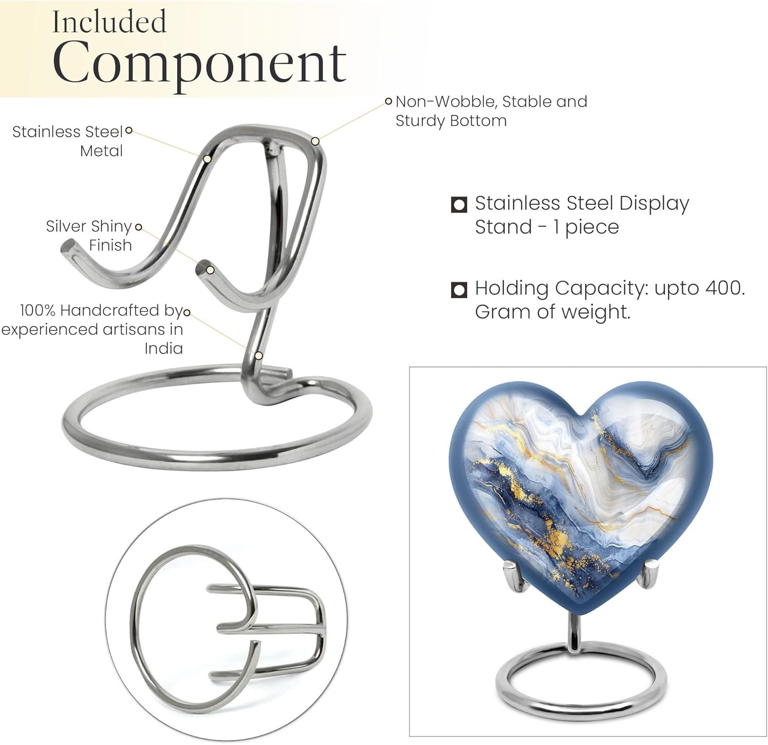 Blue Marble Urn for Ashes for Women, Cremation Heart Shape Urn, Memorial Urns for Human Ashes, Unique Urns - Pack of 1