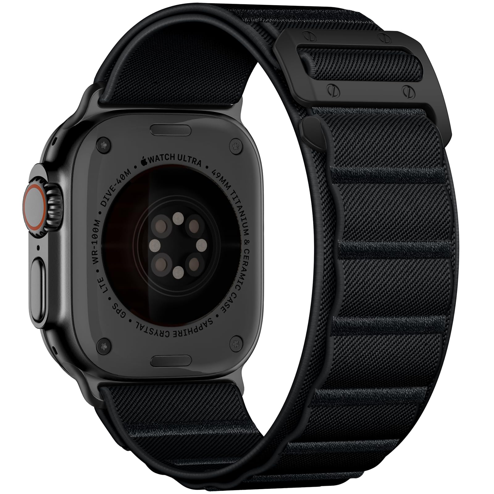 Bandletic Kompatibel mit Apple Watch Ultra 2/Ultra 3 Armband, Nylon Weich Sport Atmungsaktiv Breit Band mit G-Haken für Apple Watch Ultra 49mm, Series 11/10 46mm, 9/8/7 45mm, SE 6/5/4 44mm, 3/2/1 42mm