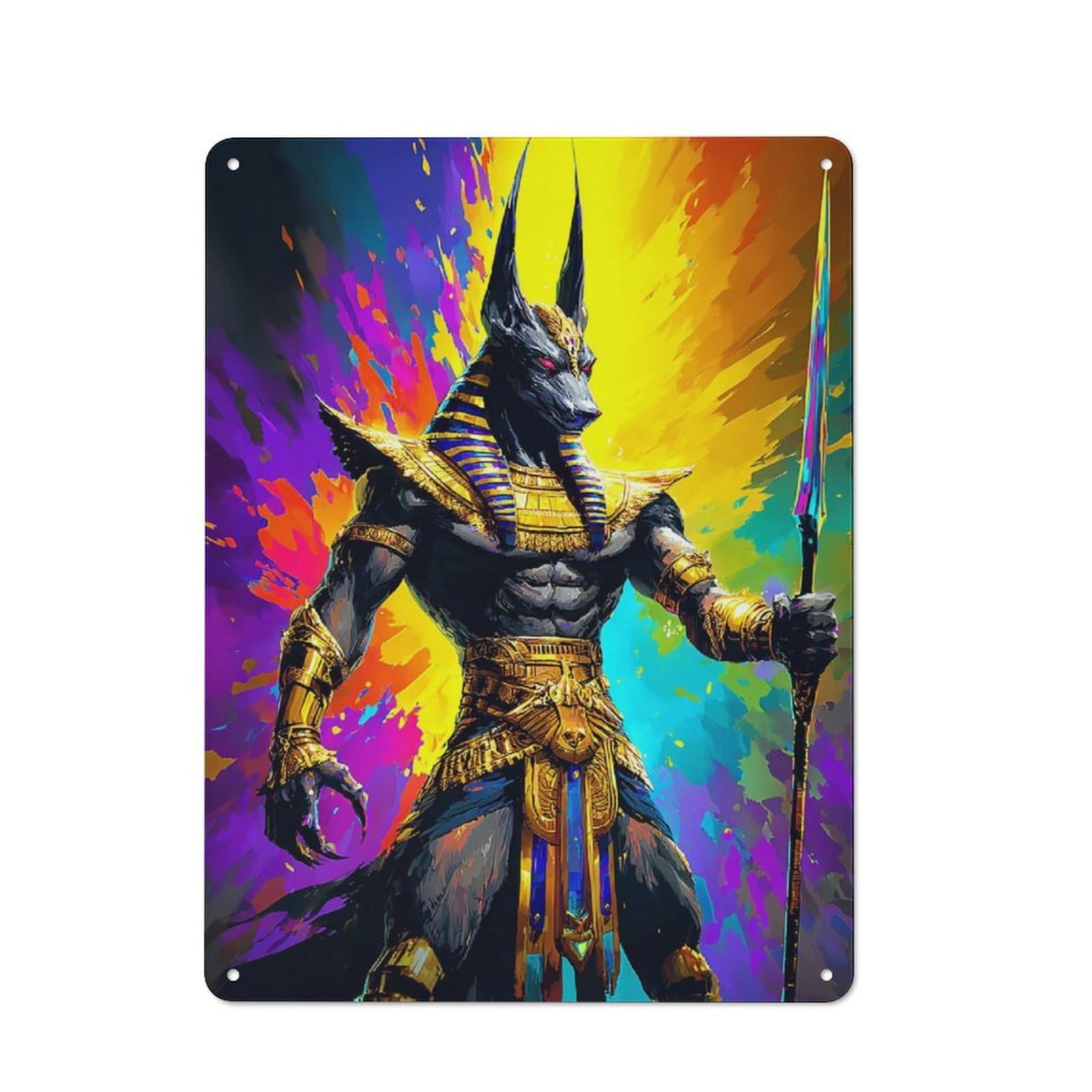 Junmoney Anubis Egyptian God Of The Underworld -1 Tin Sign 40X30cm With For Garage Wall, Retro Decor, For Kitchen, Dining Room And Home Bar Wall Decor