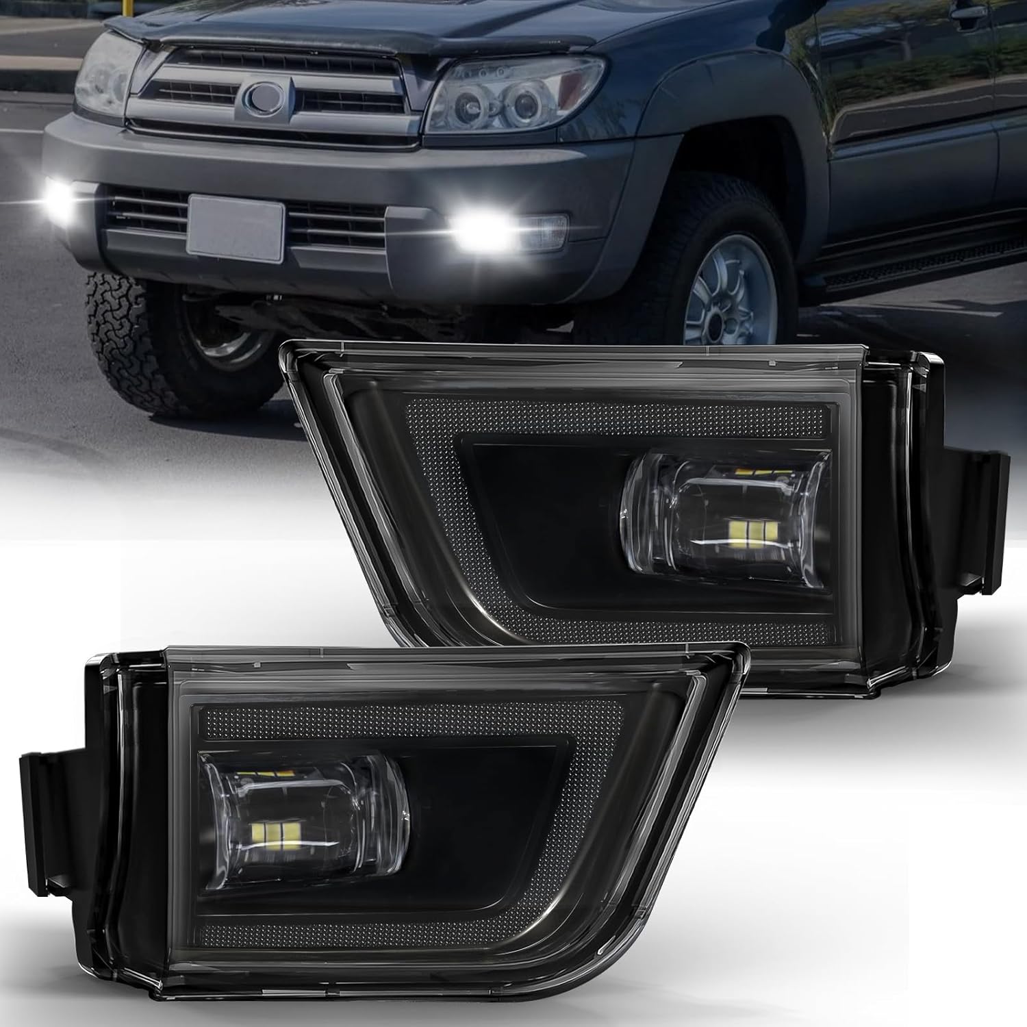LED Fog Lights fit for Toyota 4Runner 2003 2004 2005, Front Driving Fog Lamps Assembly Replacement Kit (LED Fog Lights)
