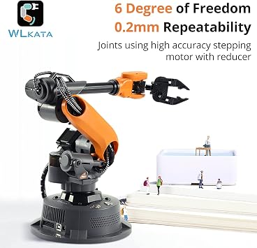 wlkata Mirobot 6 Axis Robot Mini Programmable Gripper Arm Lightweight Educational Desktop Robotic Arm 6DoF for K12 or 3D Printer