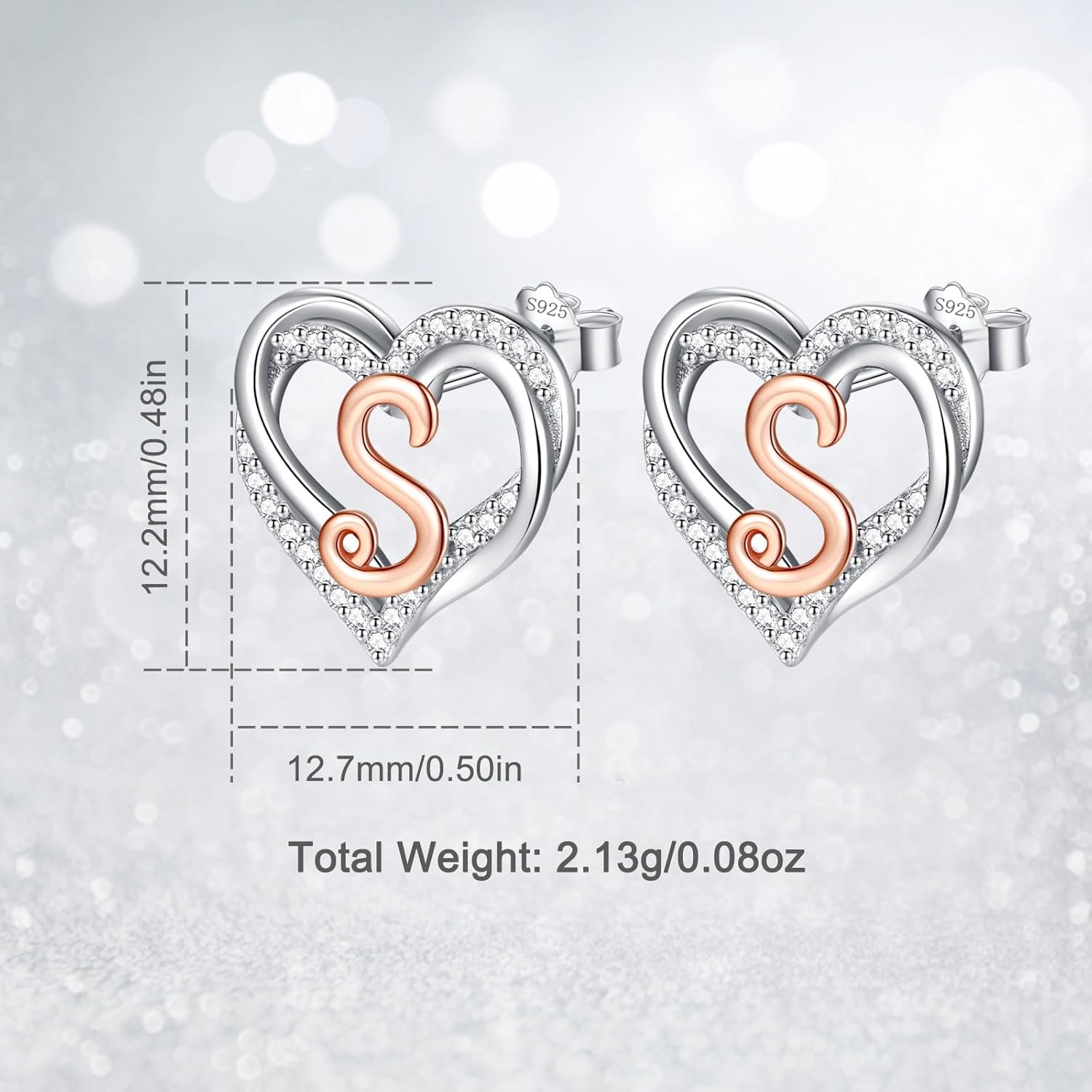 INFUSEU 925 Sterling Silver Initial Earrings for Women Girls, Cute Heart Letter Jewelry Gifts - Image 6